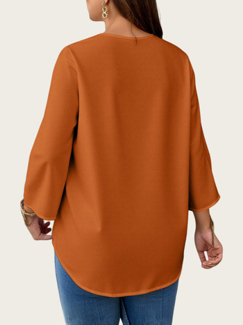 Ženska bluza od poliester-elastanske smjese, okrugli izrez, 3/4 rukav, srednja duljina (65–80 cm)