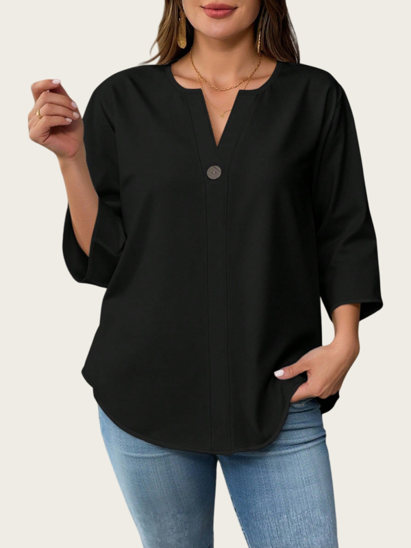 Ženska bluza od poliester-elastanske smjese, okrugli izrez, 3/4 rukav, srednja duljina (65–80 cm)