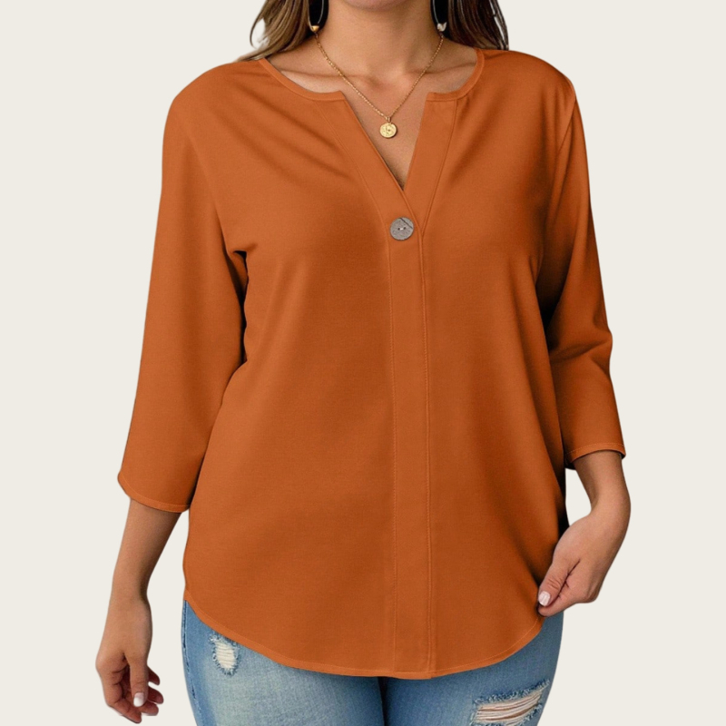 Ženska bluza od poliester-elastanske smjese, okrugli izrez, 3/4 rukav, srednja duljina (65–80 cm)