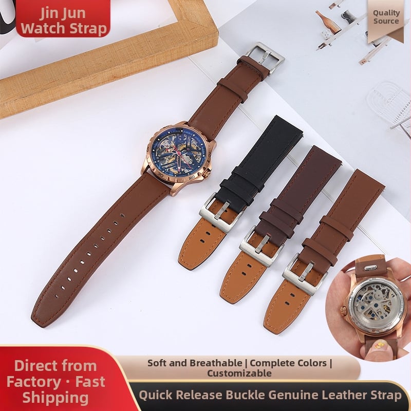 Kožni remen za sat s brzim otpuštanjem, kompatibilan s Huawei GT2/GT3/GT4 Edge — vodootporan, rubni gumb dizajn