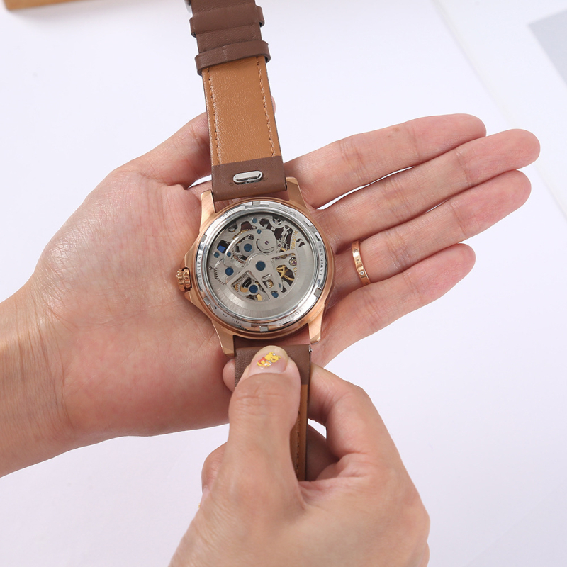 Kožni remen za sat s brzim otpuštanjem, kompatibilan s Huawei GT2/GT3/GT4 Edge — vodootporan, rubni gumb dizajn