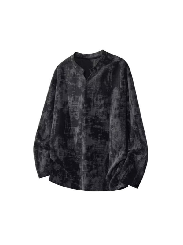 Labava majica s Tie-Dye Corduroy, V-izrez, dugih rukava