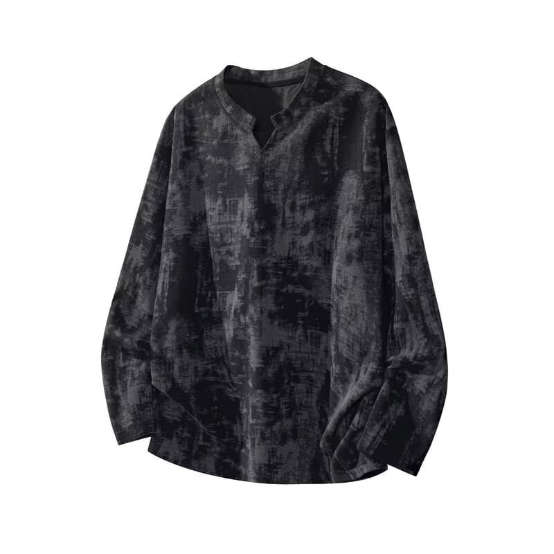 Labava majica s Tie-Dye Corduroy, V-izrez, dugih rukava