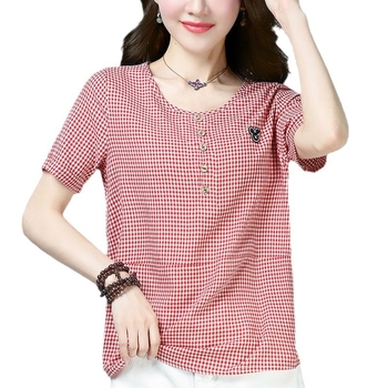 Női póló spandex keverék és poliészter alapanyaggal, 3D minta, rövid ujjú, kerek nyak (Spandex; Poliészter alapanyag; 3D minta; Rövid ujjú; Kerek nyak)