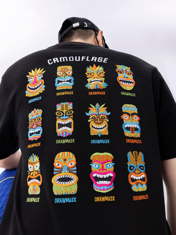 Muška majica National Tide s karikaturnim vezom, 100% pamuk, opušten kroj, kratki rukav