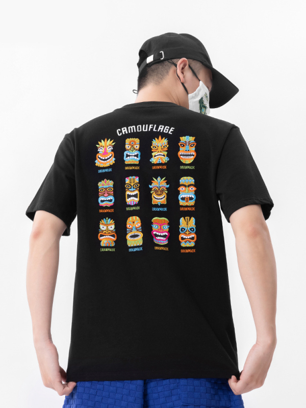 Muška majica National Tide s karikaturnim vezom, 100% pamuk, opušten kroj, kratki rukav