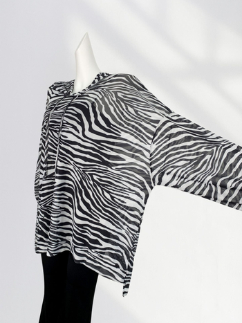 Majica s mrežastim Ice Silk materijalom, kapuljačom, široki kroj, dugi rukavi, geometrijski uzorak