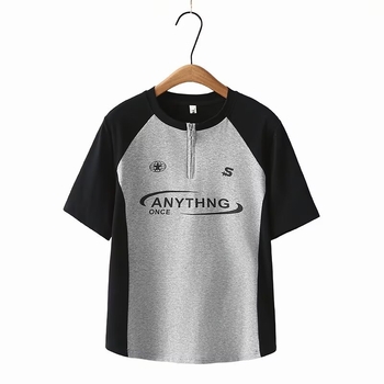 Odell poliester majica s šivanim dizajnom, kratki rukavi, okrugli izrez, ljeto 2024