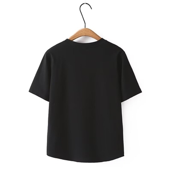 Odell poliester majica s šivanim dizajnom, kratki rukavi, okrugli izrez, ljeto 2024