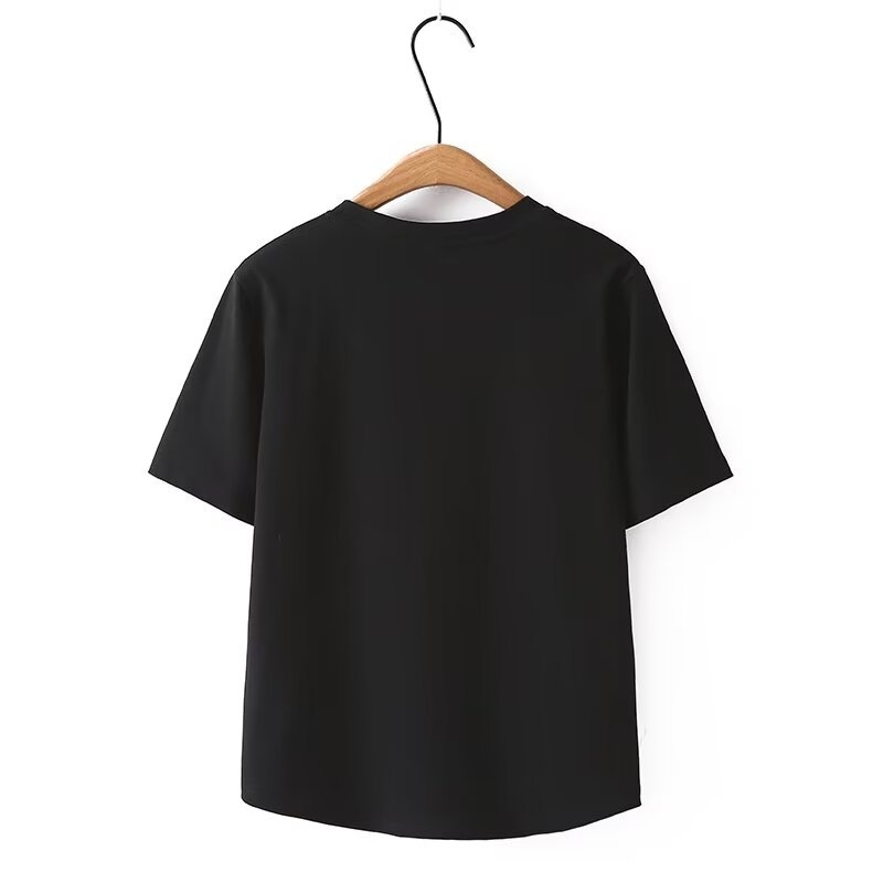 Odell poliester majica s šivanim dizajnom, kratki rukavi, okrugli izrez, ljeto 2024