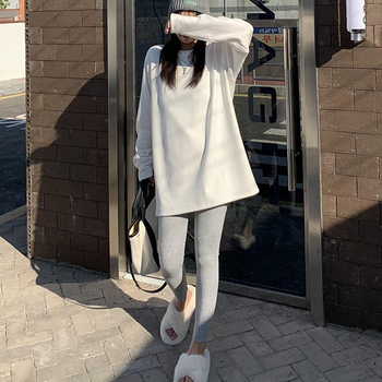 Majica s dugim rukavima u korejskom stilu, plus veličina, jednobojna, viskozna tkanina