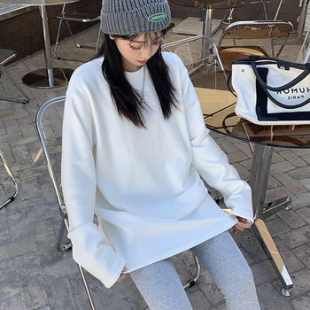 Majica s dugim rukavima u korejskom stilu, plus veličina, jednobojna, viskozna tkanina