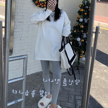 Majica s dugim rukavima u korejskom stilu, plus veličina, jednobojna, viskozna tkanina