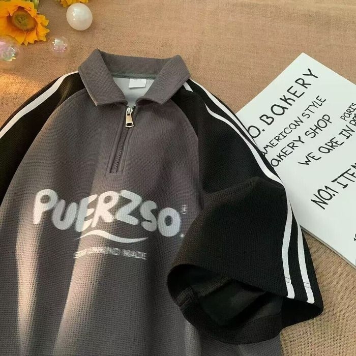 Majica s polo ovratnikom, slobodan kroj, poliester, natpisom sa slovima i brojevima