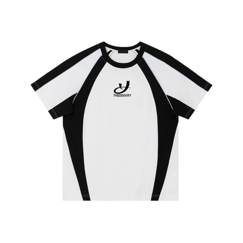 Uniszex laza szabású, kerek nyakú póló, pamut-elasztán keverékkel (95% feletti pamut), rövid ujjú, szabályos hosszúság