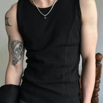 Muški bezrukavni T-shirt vest, okrugli izrez, prozračni poliester materijal, ljeto, slim kroj