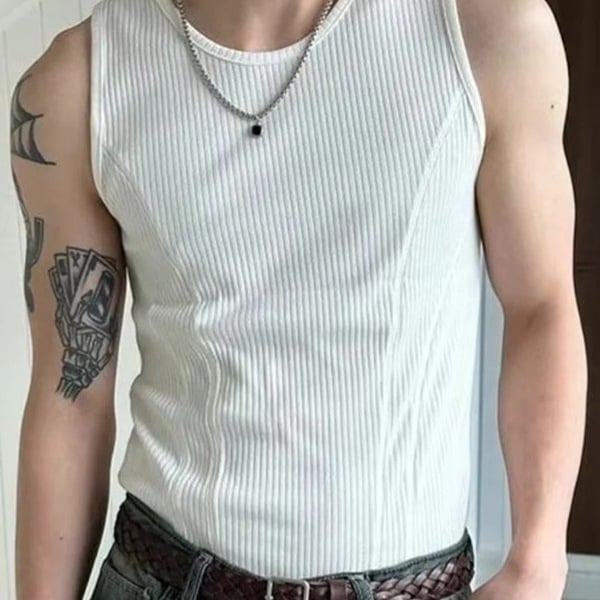 Muški bezrukavni T-shirt vest, okrugli izrez, prozračni poliester materijal, ljeto, slim kroj