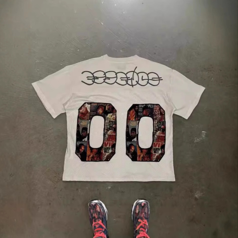 Unisex T-shirt od poliester mrežaste tkanine s 3D digitalnim printom likova, slobodan kroj, kratki rukavi, okrugli izrez