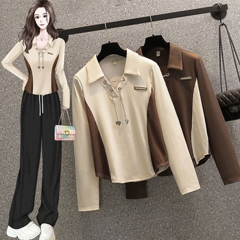 Polo galléros hosszú ujjú póló, egyszínű minta, poliészter anyag