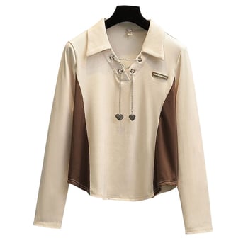 Polo galléros hosszú ujjú póló, egyszínű minta, poliészter anyag