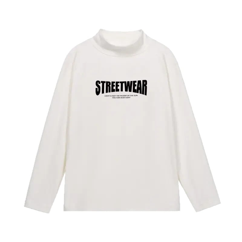 Muški dvostrano plišano dugi rukav T-shirt, opuštena silueta, visoki ovratnik, poliester, zima 2025