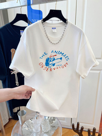 Pamučni ispisani T-shirt s kratkim rukavima, slobodan kroj, okrugli izrez