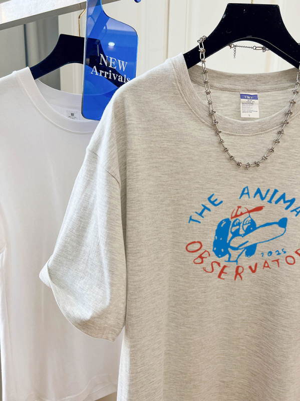 Pamučni ispisani T-shirt s kratkim rukavima, slobodan kroj, okrugli izrez
