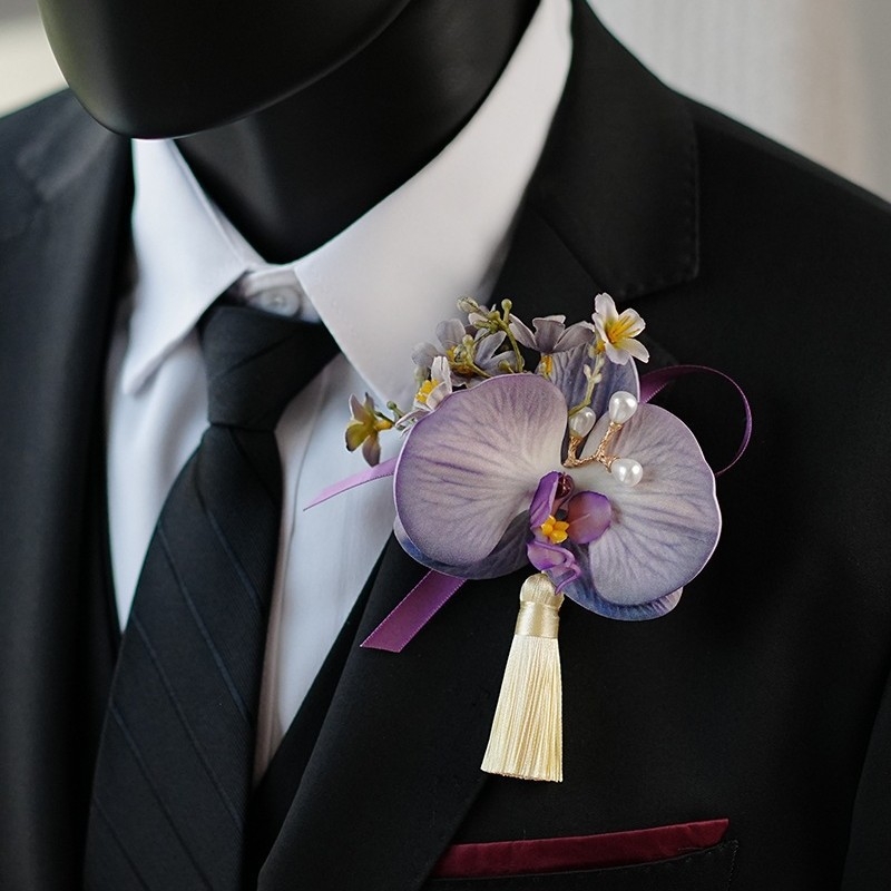 Miško stiliaus vestuvinis corsage rinkinys jaunikiui, nuotakai, jaunikio palydovams ir tėvams, šeimos riešo corsage