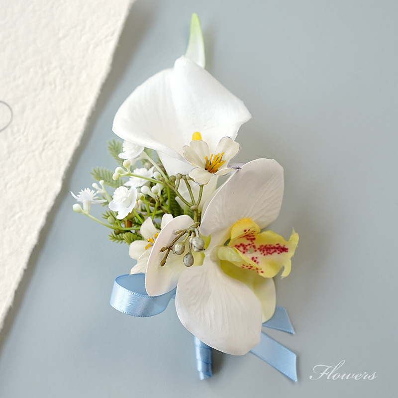 Miško stiliaus vestuvinis corsage rinkinys jaunikiui, nuotakai, jaunikio palydovams ir tėvams, šeimos riešo corsage