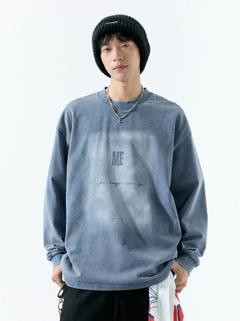 Majica s dugim rukavima, udobnog kroja, 96% pamuk, print slovima