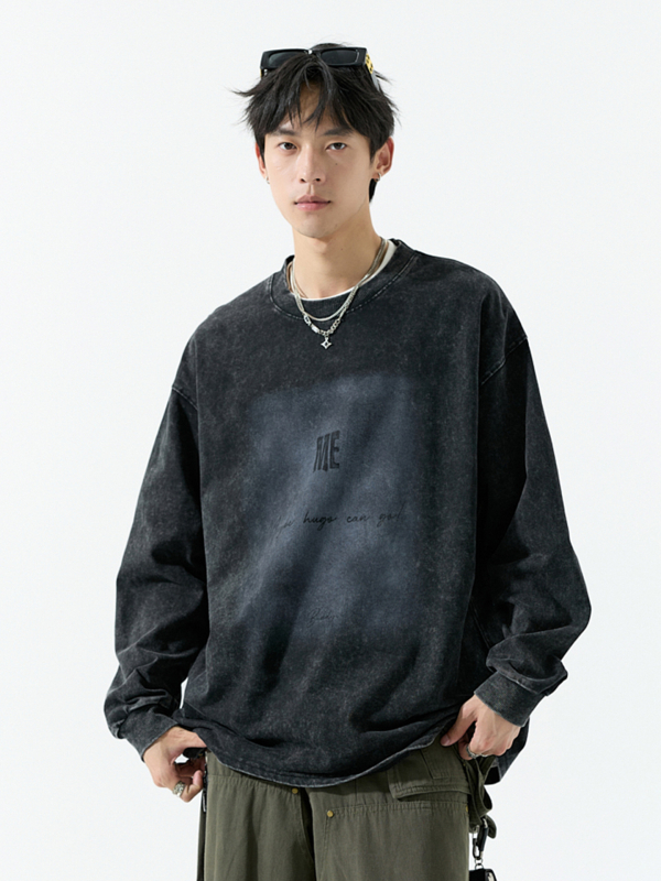 Majica s dugim rukavima, udobnog kroja, 96% pamuk, print slovima