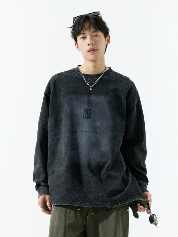 Majica s dugim rukavima, udobnog kroja, 96% pamuk, print slovima