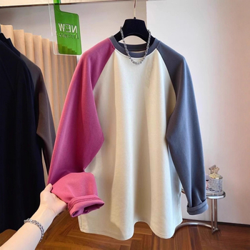 Ženski Raglan T-shirt s patchworkom, udoban kroj, srednja duljina, Derong polyester 95%+