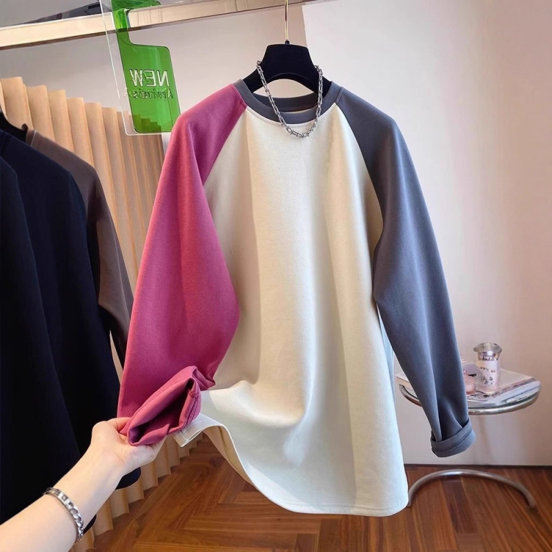 Ženski Raglan T-shirt s patchworkom, udoban kroj, srednja duljina, Derong polyester 95%+
