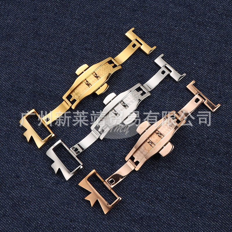 Закопчалка за часовник от неръждаема стомана със двойно натискане за кожени каишки