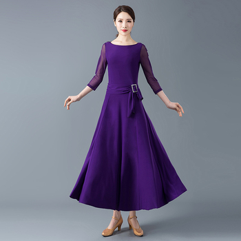 Ženska haljina za ballroom ples - haljina za probni valcer, moderna proširena haljina za ples, 65% poliester, kristalna konopljina tkanina