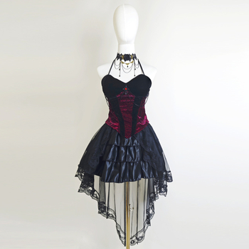 Gotička Lolita cosplay haljina s repom, za žene, flanel poliester, jesen 2025, cosplay za igre