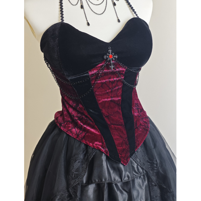 Gotička Lolita cosplay haljina s repom, za žene, flanel poliester, jesen 2025, cosplay za igre