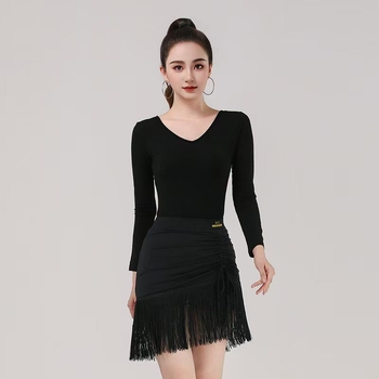 Plesna odjeća – polusuknja s resicama za latinski ples, za odrasle, izvedbeni kostim, kordurojna tkanina, lan sastav, kategorija: plesna odjeća