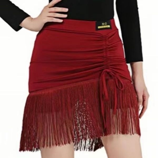 Plesna odjeća – polusuknja s resicama za latinski ples, za odrasle, izvedbeni kostim, kordurojna tkanina, lan sastav, kategorija: plesna odjeća