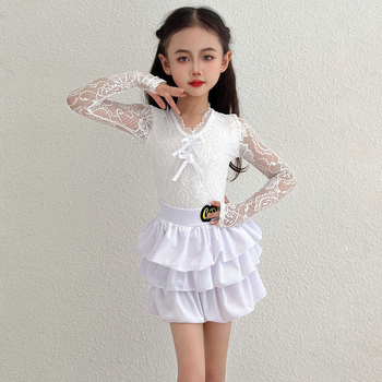Îmbrăcăminte de dans latino pentru fete, dantelă, nailon 80–90%, toamnă 2025, casual, stil japonez/coreean