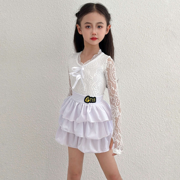 Îmbrăcăminte de dans latino pentru fete, dantelă, nailon 80–90%, toamnă 2025, casual, stil japonez/coreean