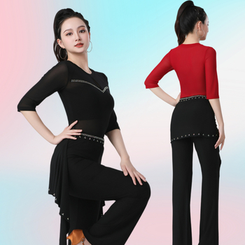 Női hálós tánc felső – fél ujjú, átlátszó, Square és Latin táncokra, poliészter keverék, bélelt