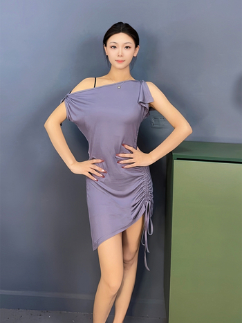 Sieviešu latīņu deju kleita ar neregulāru malu trenēšanai (Poliesteris; galvenais audums 50–70% cits; Spandekss <30%; Patchwork; Elegants pilsētas stils)