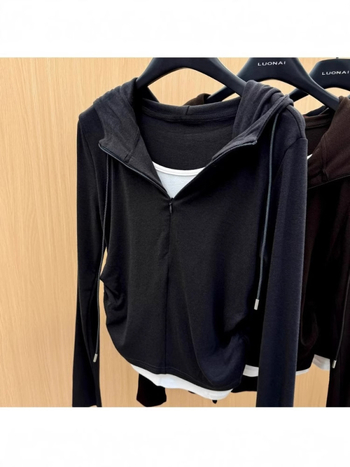 Modal majica s kapuljom, dugi rukavi, preppy stil, obična duljina 50–65 cm, 95% modal