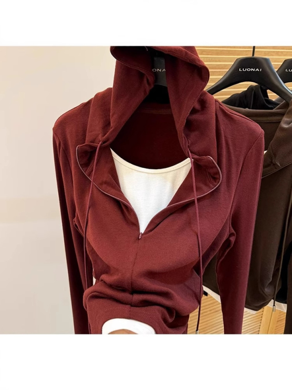 Modal majica s kapuljom, dugi rukavi, preppy stil, obična duljina 50–65 cm, 95% modal