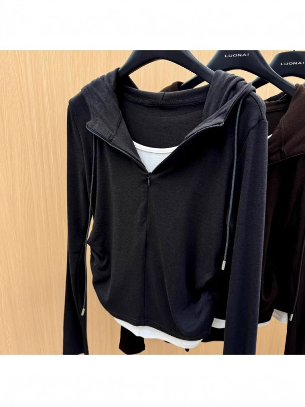Modal majica s kapuljom, dugi rukavi, preppy stil, obična duljina 50–65 cm, 95% modal