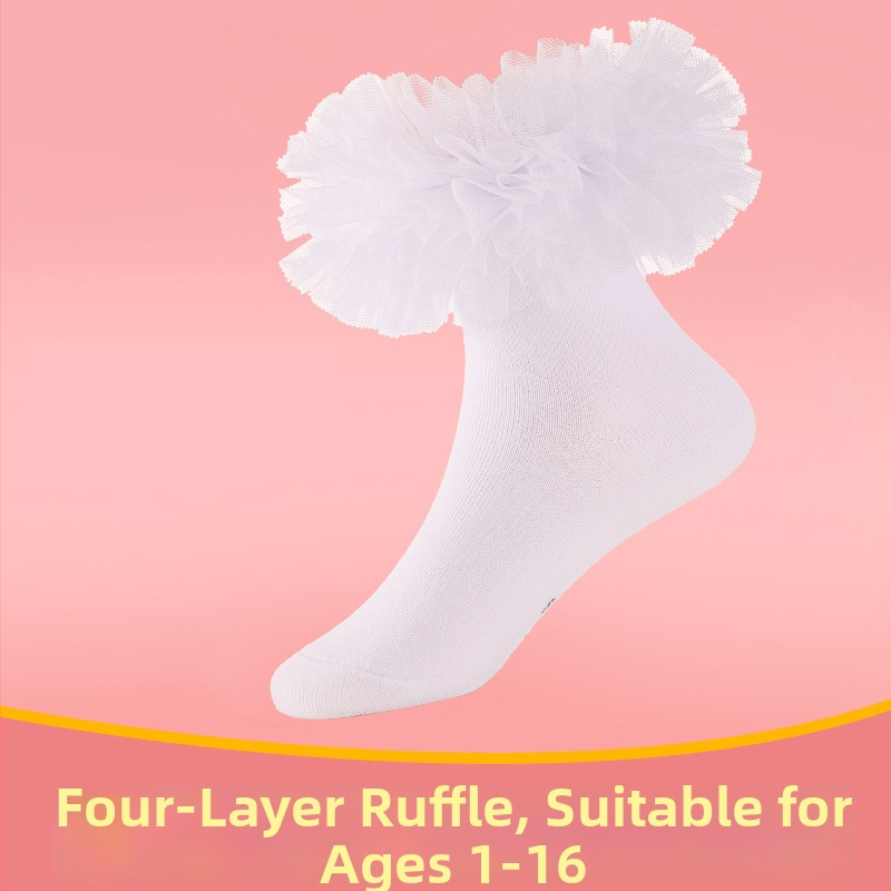 Laste tantsukingad pitsiga - kuni sääreni, hingav 80% puuvill, kõikide aastaaegade jaoks, suurus L