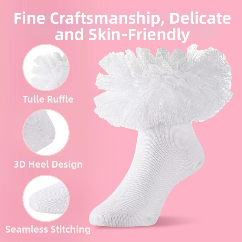 Laste tantsukingad pitsiga - kuni sääreni, hingav 80% puuvill, kõikide aastaaegade jaoks, suurus L