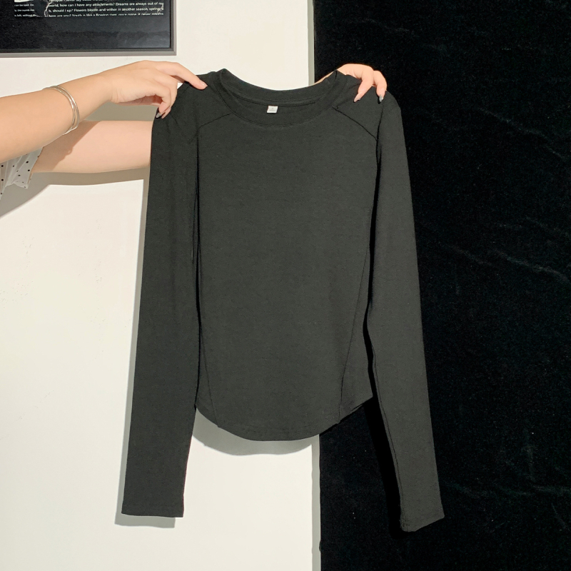 Ženski Slim-Fit T-shirt s okruglim izrezom i dugačkim rukavima, poliester, jednobojna